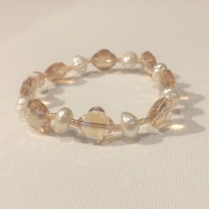 Champagne Glass and Pearl Bracelet